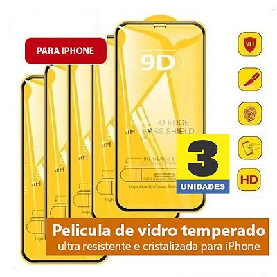 Película para iPhone 12, 12 Pro, 12 Pro Max de vidro temperado ultra resistente e cristalizada anti - riscos, impacto, estilhaçamento e poeiras