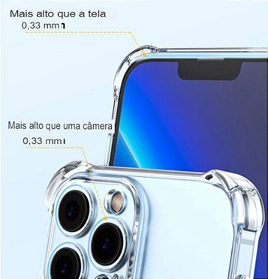 Capa para iPhone 13, 13 Mine, 13 Pro, 13 Pro Max de silicone transparente à prova de choque ultra resistente cristalizada ante reflexo, impacto e poeira