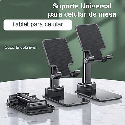 Suporte universal para celular de mesa altura ajustável com ângulo de 135° de inclinação 2 cores compatível com iPhone e Smartphone IOS e Androide