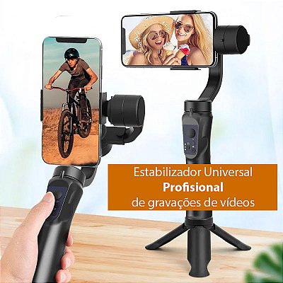 Estabilizador universal profissional de gravações de vídeos pelo celular compatível com Iphone e smartphone cores branco e preto