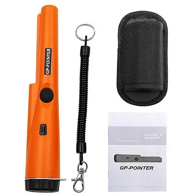 Detector de Metais Portátil à Prova D'Água com Bateria 9V Pinpointer GP para Ouro e Prata Moedas e Itens Pequenos Vibração + Som Cor Laranja