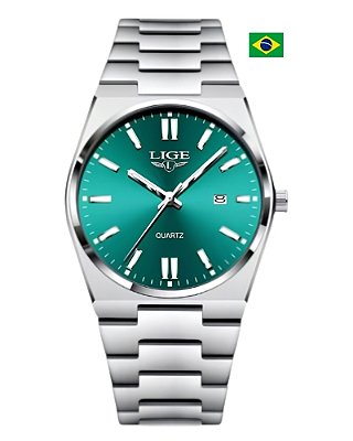 Relógio LIGE Luxo Aço Inox LED 💎 Data & Dia Prova D’Água