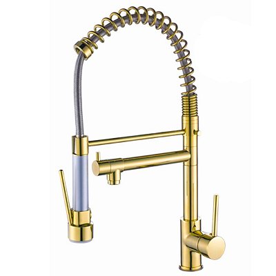 Torneira Gourmet Para Cozinha Spring Dourada Monocomando 55cm