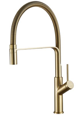 Torneira Gourmet Para Cozinha Monocomando Dubai Dourada Escovada