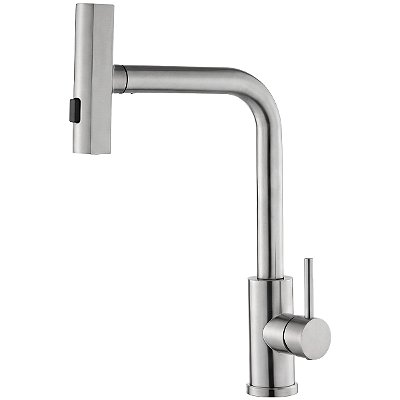Torneira de Cozinha Ducha Extensível Monocomando Spin Aço Inox Escovado