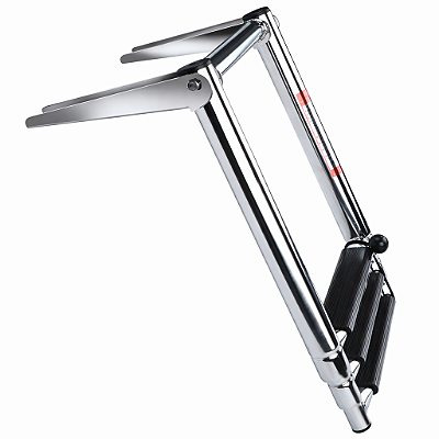 Escada Telescópica Retrátil com 3 Degraus Fabricada em Aço Inox para Barco, Lancha e Veleiro