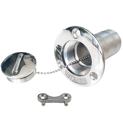 Bocal de Abastecimento Agulheiro para Diesel Fabricado em Aço Inox 316 38mm Barco Lancha e Veleiro