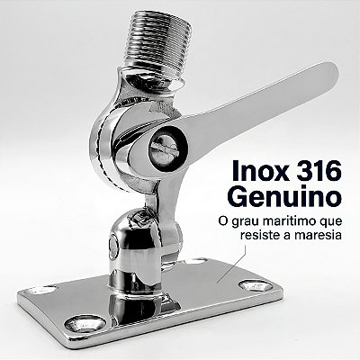 Base Suporte de Fixação para Antena VHF Marítima Fabricada em Aço Inox 316