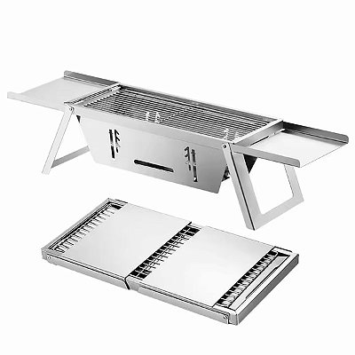 Churrasqueira Portátil Desmontável a Carvão Flex Grill Fabricada em Inox Escovado
