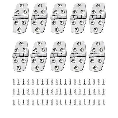 Dobradiças reforçadas Kit com 10 unidades em Aço Inox 76x38x5mm para Lancha e Barco