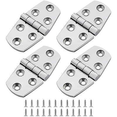 Dobradiças Reforçadas Kit com 4 unidades em Aço Inox 76x38x5mm para Lancha, Barco e Veleiro