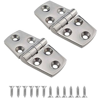 Dobradiças Reforçadas Kit com 2 unidades em Aço Inox 76x38x5mm para Lancha, Barco e Veleiro