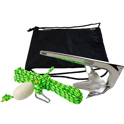 Kit Completo Âncora Bruce Aço Inox Polido 2kg Jet Ski Barco