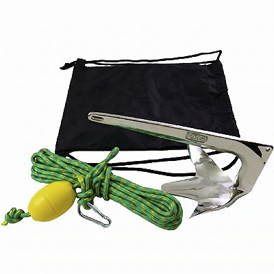 Kit Completo Âncora Bruce Aço Inox Polido 2kg Jet Ski Barco