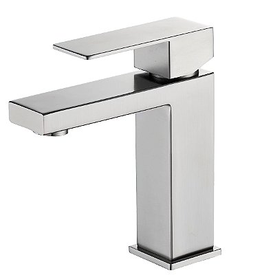 Torneira de Banheiro Lavabo Misturador Monocomando Aço Inox 304 Escovado