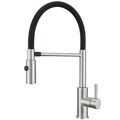 Torneira Gourmet de Cozinha Flexível Misturador Monocomando Inox Escovado Suporte Magnético