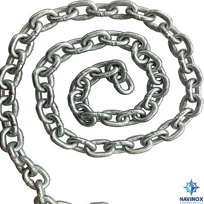 Corrente Calibrada Kit 30Mts Aço Galvanizado a Fogo 6mm Din 766 Para Lancha Barco Veleiro