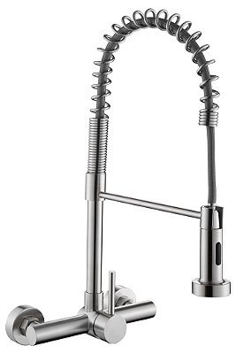 Torneira Cozinha Gourmet Misturador Monocomando de Parede Jet Twin Inox Escovado