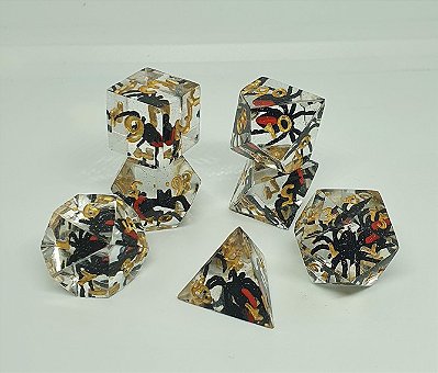 Viúva Negra - Set completo com 7 Dados de RPG  - Entrega Imediata