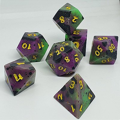 Ovos de Dino - Set completo com 7 Dados de RPG