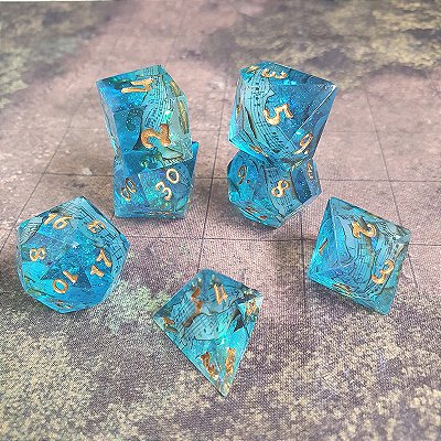 As canções do Bardo  - Set completo com 7 Dados de RPG - Encomenda