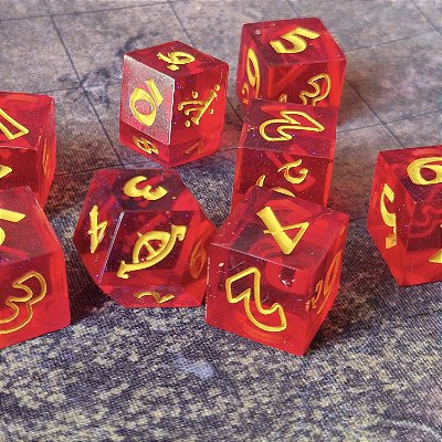Set Dados RPG - O Um Anel - Artesanal - Rubis de Erebor - Entrega Imediata