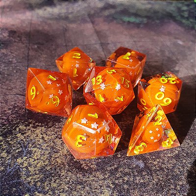 Esferas do Dragão - Set completo com 7 Dados de RPG - Encomenda