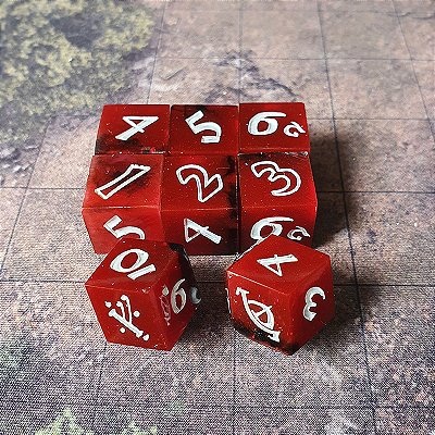 Set Dados RPG - O Um Anel - Artesanal - vermelho-  misprint 1/11