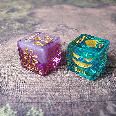 Par D6 de Alinhamento para RPG - Azul Roxo