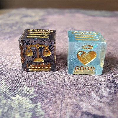 Par D6 de Alinhamento para RPG - Preto Azul