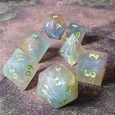 Brilho da Aurora - Set completo com 7 Dados de RPG - Entrega Imediata