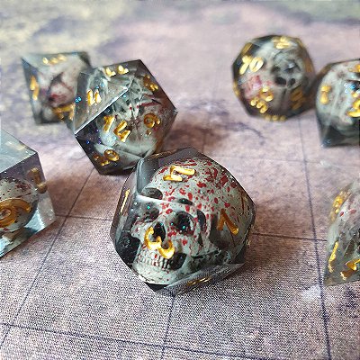 Memento Morri - bloody battle - Set completo com 7 Dados de RPG - Entrega Imediata