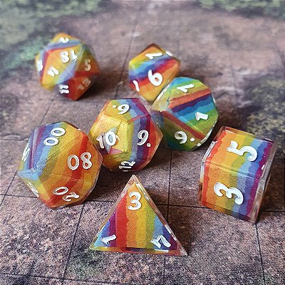 Arco-Iris - Set completo com 7 Dados de RPG - Encomenda