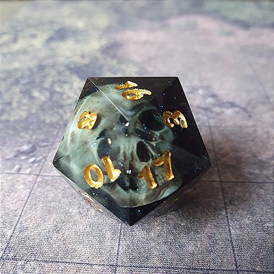 Dado Jumbo d20 Memento Mori com Caveira   30 mm Entrega Imediata