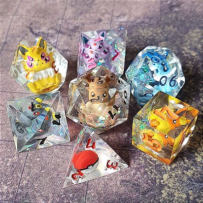 Eeveelution  - Set completo com 7 Dados de RPG - Encomenda
