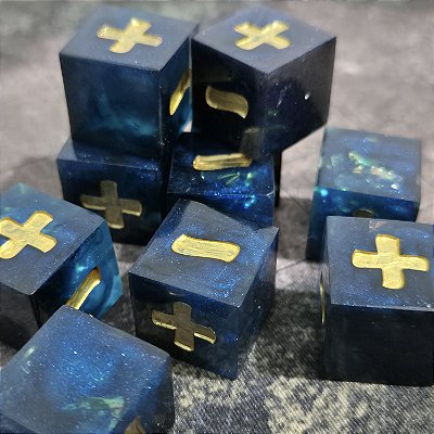 Conjunto de 10 Dados Fate (Fudge Dice) - Galaxy Blue - Entrega Imediata