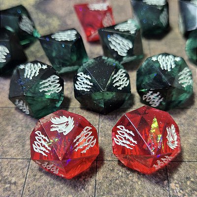 Conjunto 15 Dados RPG Lobisomem: O Apocalipse -  Fúria Primal - Entrega Imediata