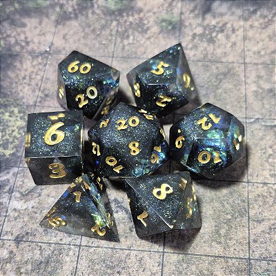 Black Hole - Set completo com 7 Dados de RPG - Entrega Imediata
