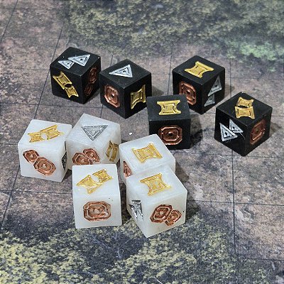 Set 5x D6 Tesouro Rápido – Dados de Moedas (Cobre, Prata e Ouro)