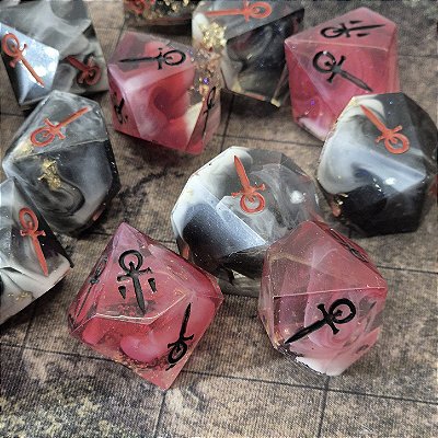 Conjunto 15 dados RPG Vampiro a Mascara - V5 - modelo Premium V² - Entrega Imediata
