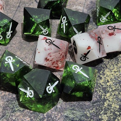 Conjunto 15 dados RPG Vampiro a Mascara - V5 - Abraço Eterno - Encomenda