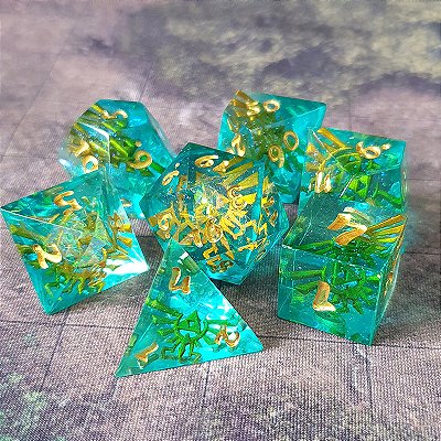Triforce Zelda - Set completo com 7 Dados RPG - Encomenda