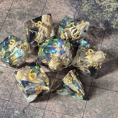 Raven Bones Dispair - Set completo com 7 Dados de RPG - Entrega Imediata