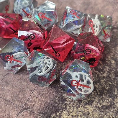 Conjunto 15 dados RPG Vampiro a Mascara -  V5 - Malkavianos - Dádivas da Loucura
