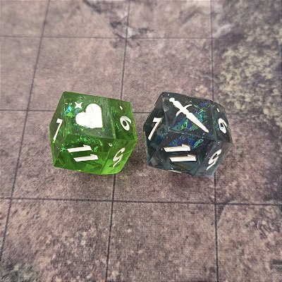 Par D12 Daggerheart – Medo e Esperança - Verde e Fume - Entrega imediata