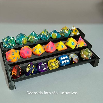Expositor de Dados RPG 3 Andares com Encaixes para Set Completo - Impressao 3D
