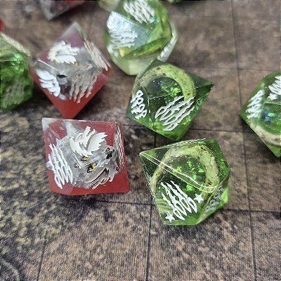 Conjunto 15 Dados RPG Lobisomem: O Apocalipse - Filhos da Lua - Pronta Entrega