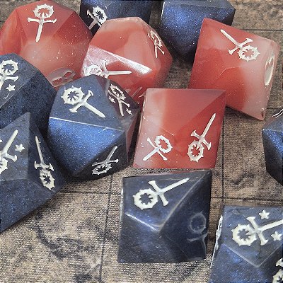 Conjunto 15 dados RPG Vampiro a Mascara - V5 - A Espada de Caim Versão 2 - Sabbat - Entrega Imediata