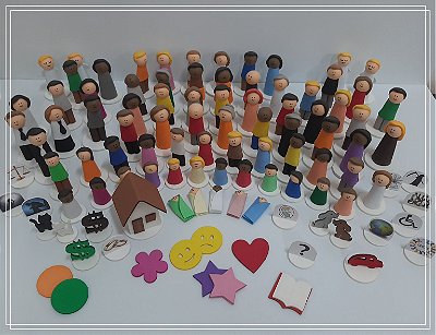 Bonecos para Constelação Familiar na Mesa e na Água Kit c/ 101 peças - CX