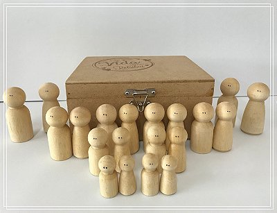 Bonecos em Madeira para Constelação Sistêmica - 20 peças - Peg Doll
